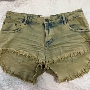 One Teaspoon Bonitas Frayed Hem Olive Green Women's Shorts